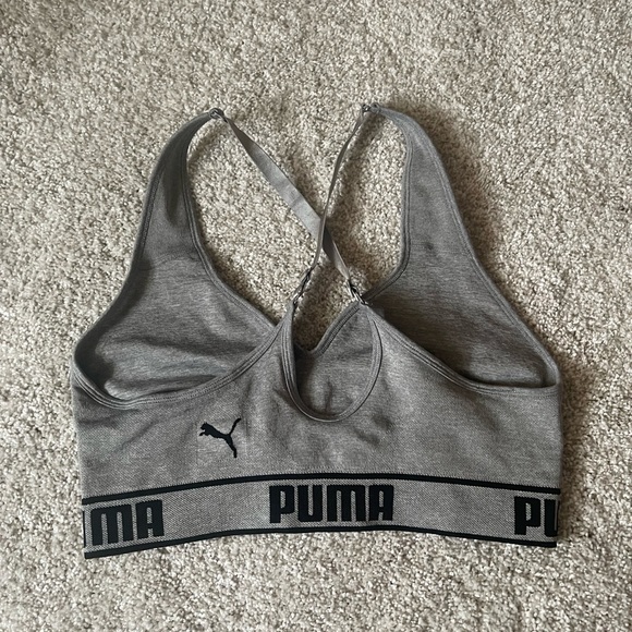 Puma Gray & Black Crisscross Sports Bra - Picture 2 of 7